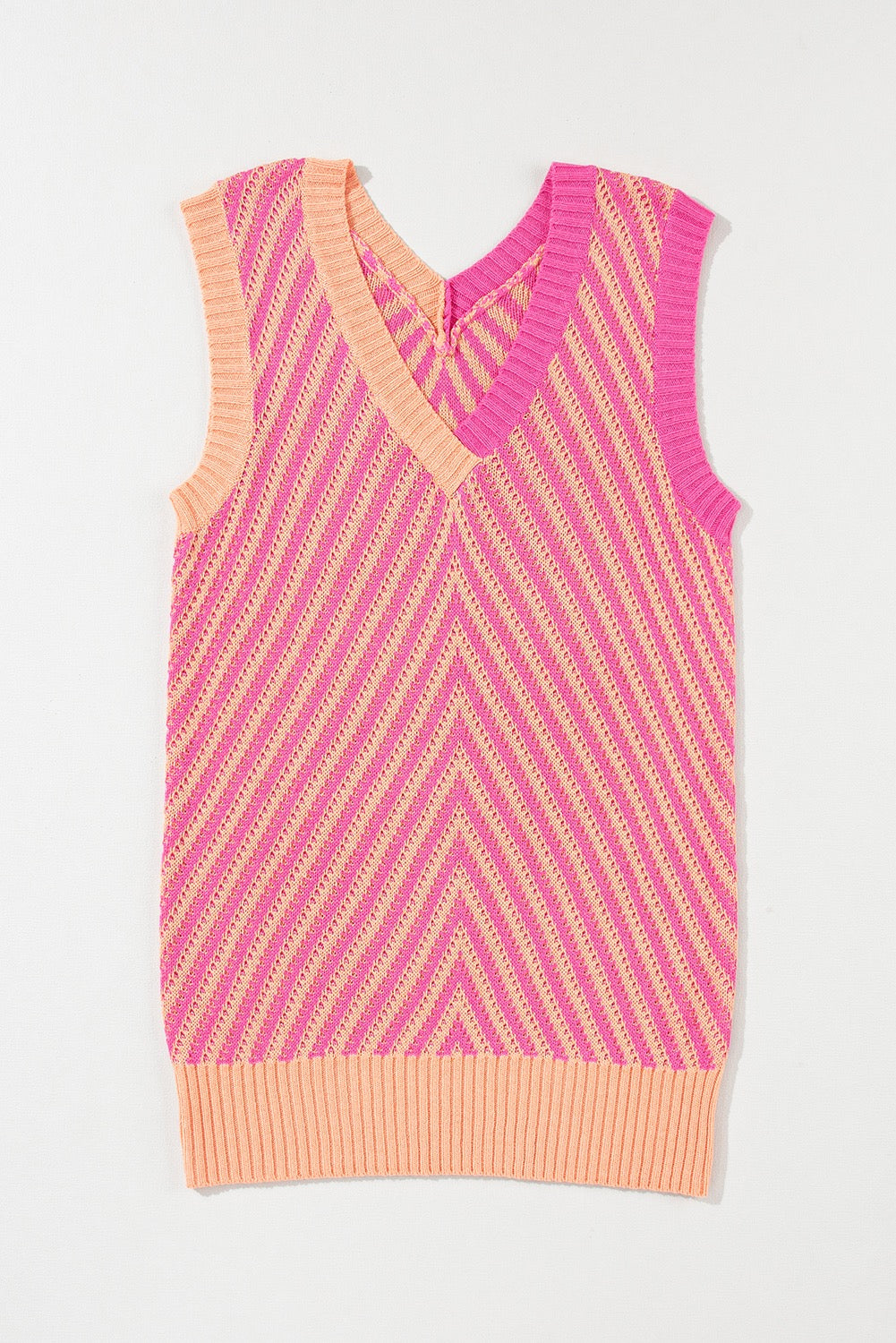 Orange and Pink Chevron Sweater Vest LT