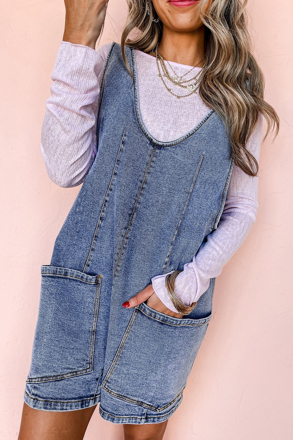 U Neck Denim Romper RTS