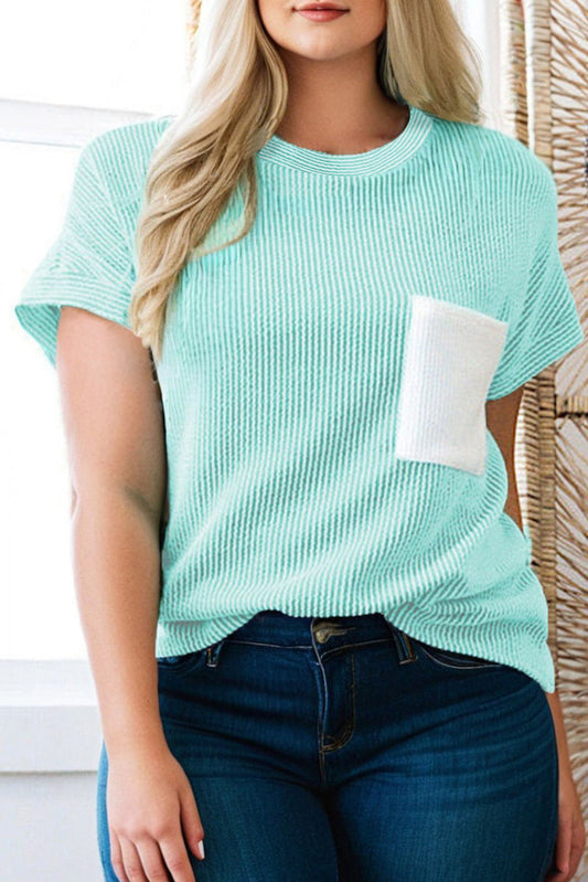 Light Blue Corded Plus Size Top LT