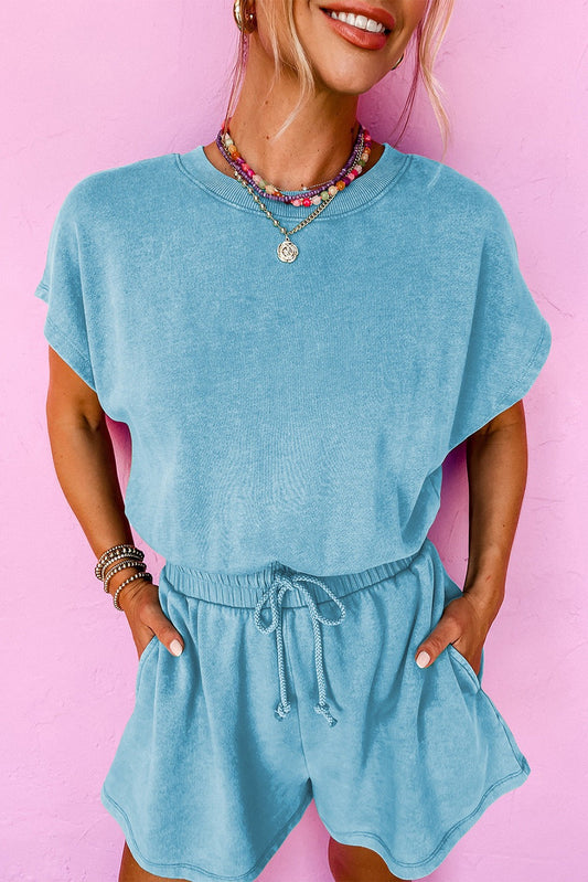 Blue Mineral Washed Romper LT