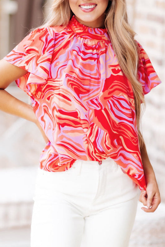 Red Abstract Blouse LT