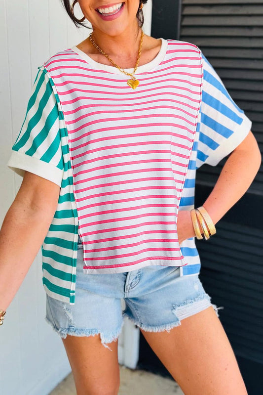 Multicolor Striped Colorblock Top LT