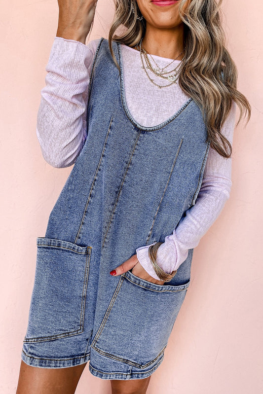 U Neck Denim Romper RTS
