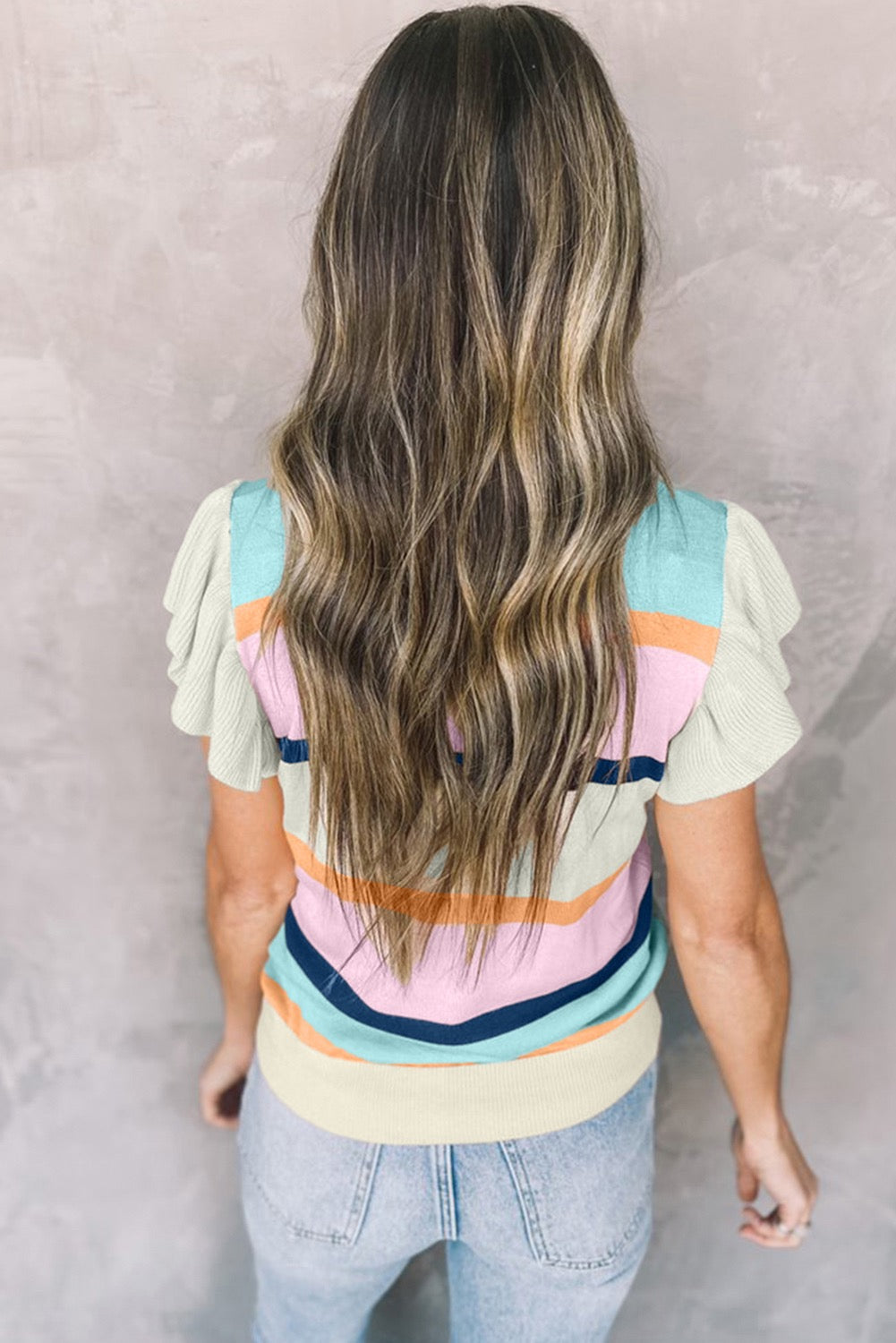 Flutter Sleeve Striped Sweater RTS