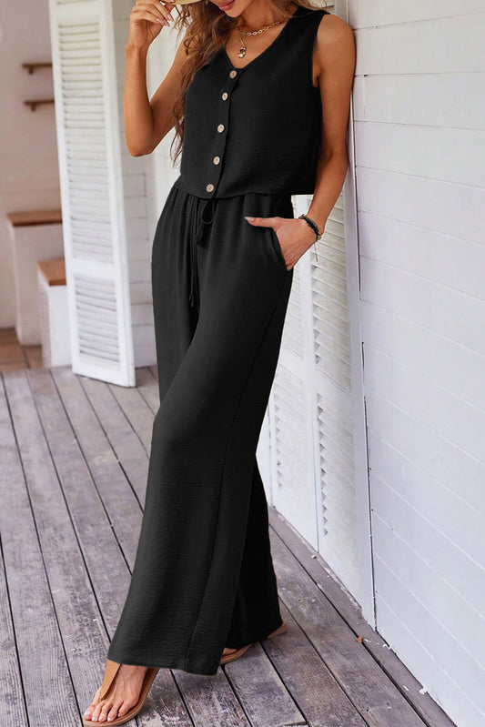 Black Vest Wide Leg Set RTS
