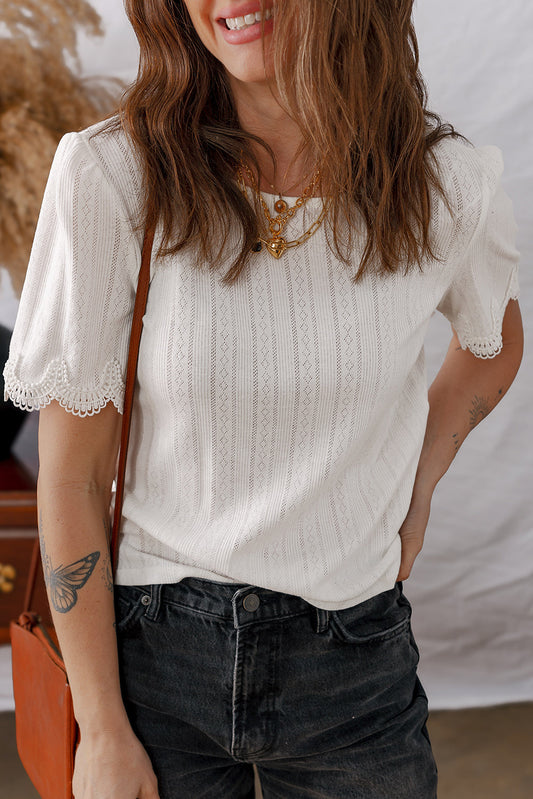White Scallop Lace Top LT